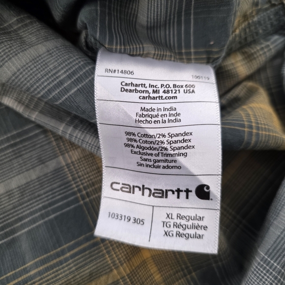 Carhartt Relaxed Fit XL Flannel Shirt Men's Plaid Long Sleeve Workwear - Picture 10 of 12